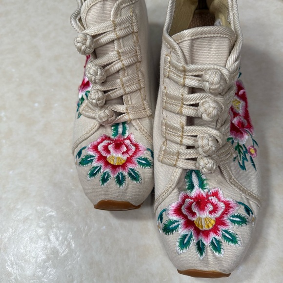 SATUKI Handmade Embroidered Shoes Chinese Knot Style Casual Floral Shoes 8.5 - Picture 11 of 11